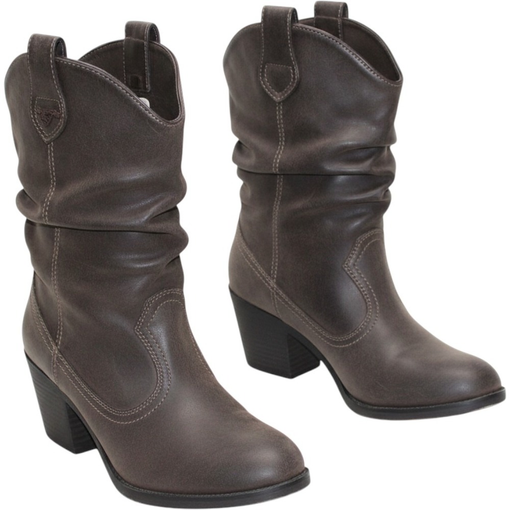 Rocket Dog Womens Sheriff Cowboy Boots Women 7.5 Brown Slouchy Western Mid-Calf